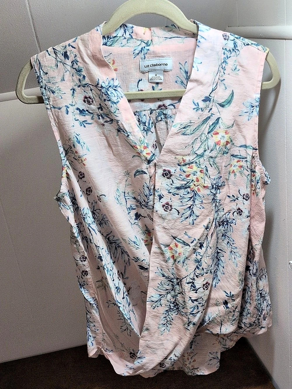 Liz Claiborne Floral Sleeveless Blouse Pink & Blue Medium